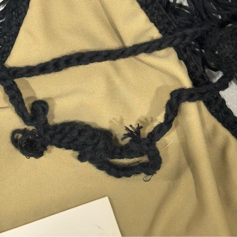 Lovers + Friends White Sands Swimsuit XS Black Crochet Fringe Halter Cutout NWT - Picture 9 of 10